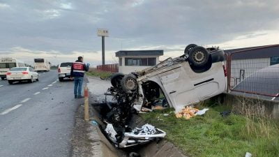 Öldüğü kaza, Ergene ilçesinde meydana geldi. Sürücüsünün kontrolünden çıkan hafif