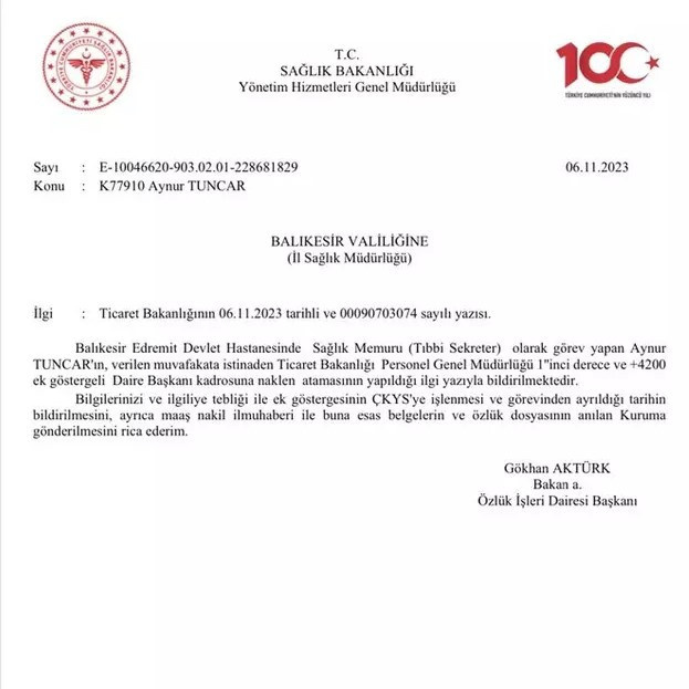Tıbbı sekreter, daire başkanlığına atanmıştı... Ticaret Bakanlığı'ndan gündeme oturan atamaya ilişkin açıklama! - Resim : 2