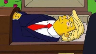 Simpsonlar dizisinden sızdırıldığı iddia edilen sahnede Donald Trump tabut içinde