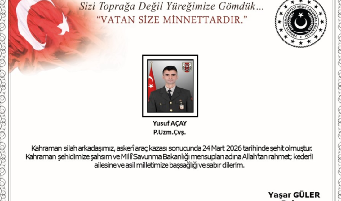 Ağrı'da görev yapan Uzman Çavuş Yusuf Açay, geçirdiği trafik kazası